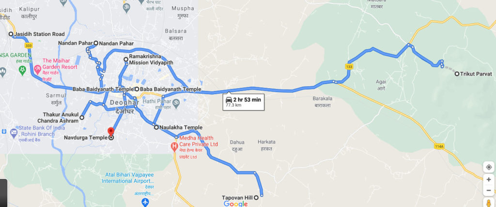 দেওঘর ভ্রমণ ম্যাপ 