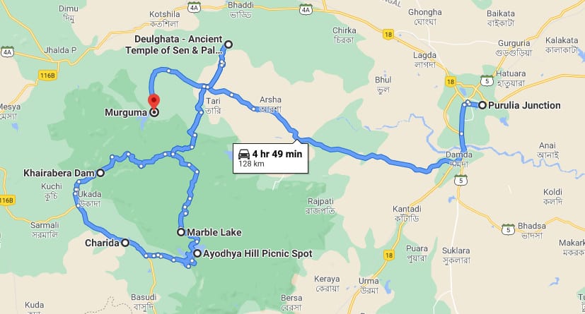 পুরুলিয়া অযোধ্যা পাহাড় ভ্রমণ গাইড ম্যাপ
