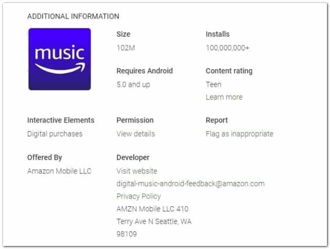 Amazon Music Songs & Podcasts details