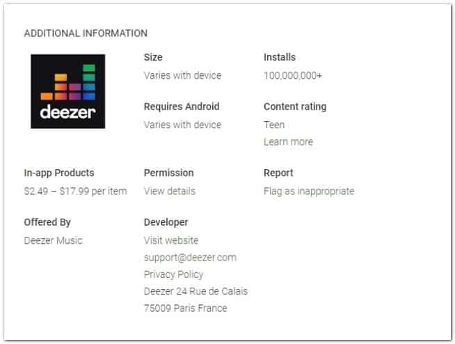 Deezer Music & Podcast Player details