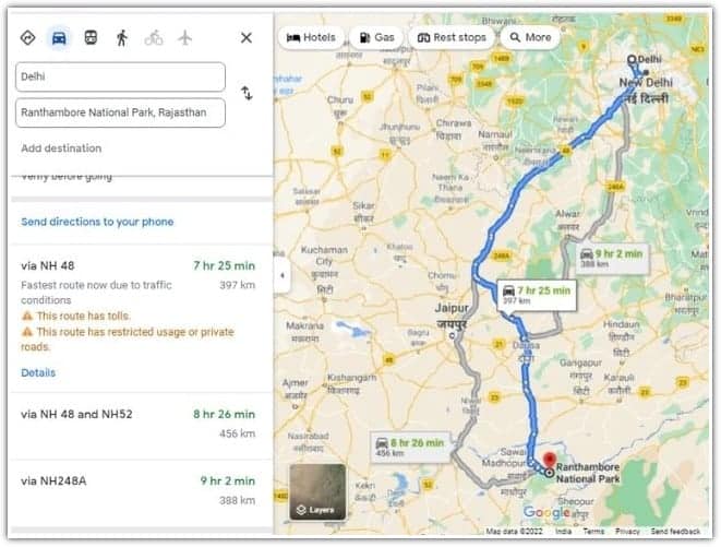 Delhi to Ranthambore 