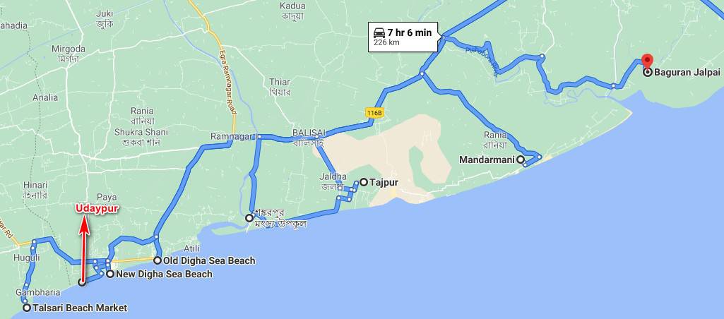 Digha sea beaches map