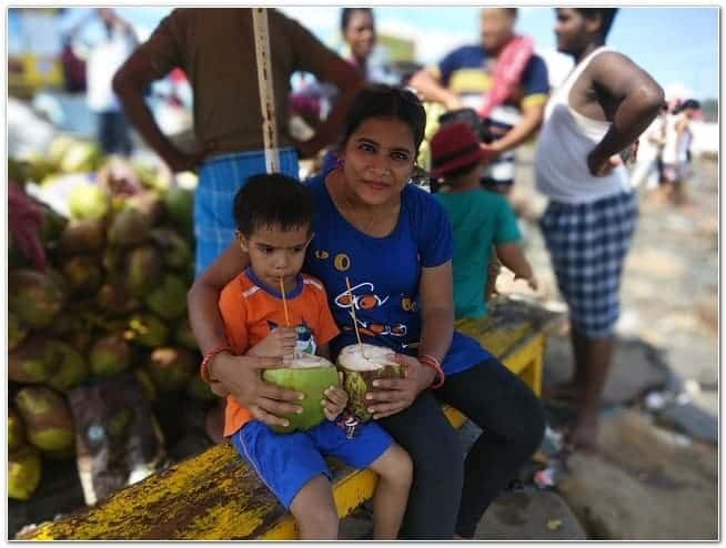 Drink coconut at Harnai Beach