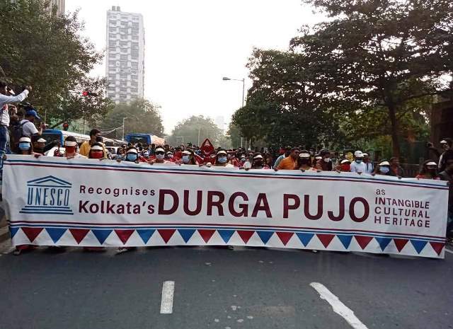 Durga Puja Huge rally in Kolkata for Unesco ICH tag