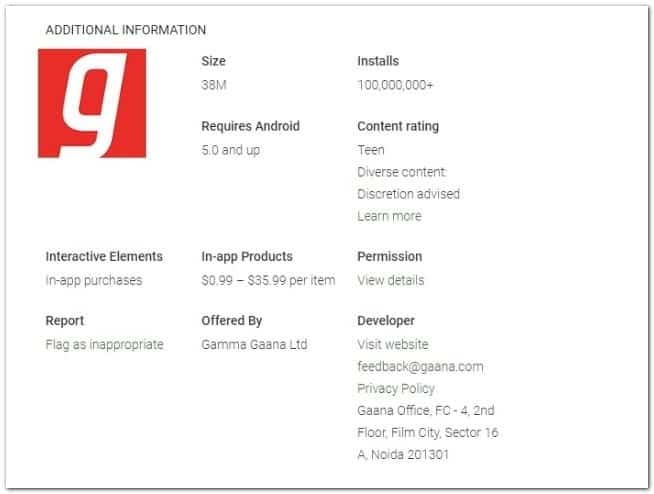 Gaana Hindi Song Music App details