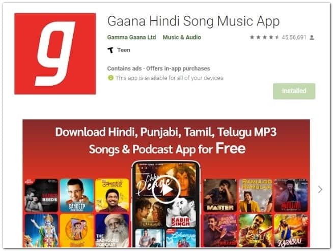 Gaana Hindi Song Music App