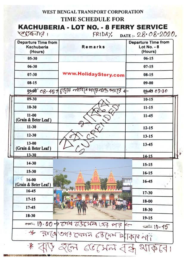 Gangasagar vessel timetable