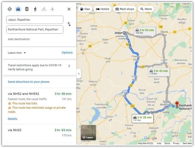 Jaipur to Ranthambore by road