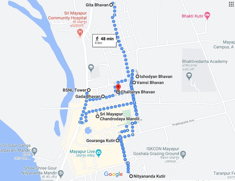 Mayapur Iskcon Temple guest house map