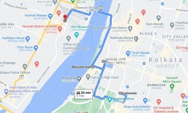 Metcalfe hall Kolkata map