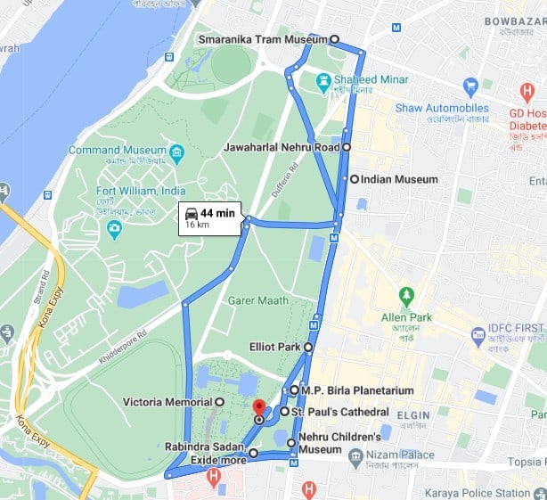 Kolkata list of places Map