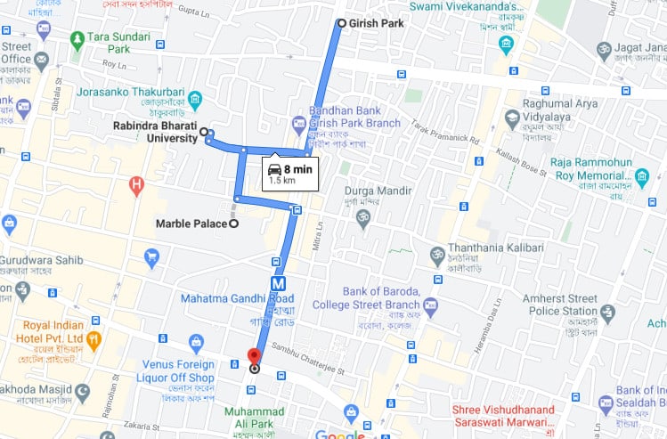 Rabindranath Tagore's house in Kolkata map