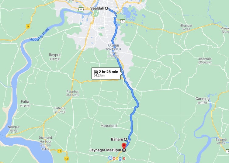 sealdah to jaynagar majilpur map