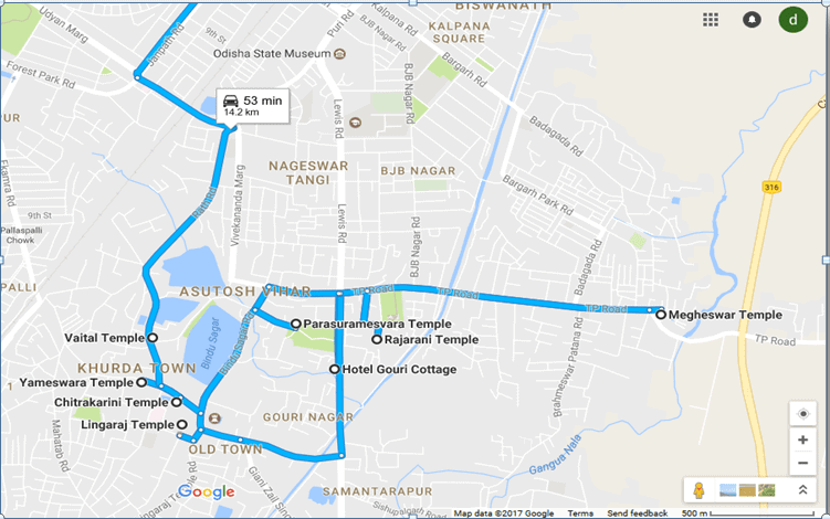 Bhubaneswar tourist spots map