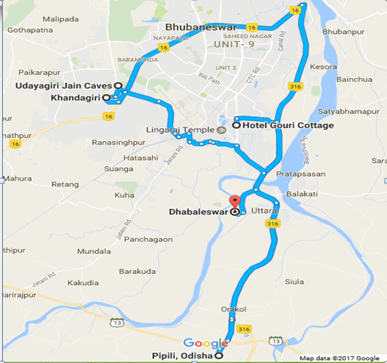 Bhubaneswar tourist spots map 2
